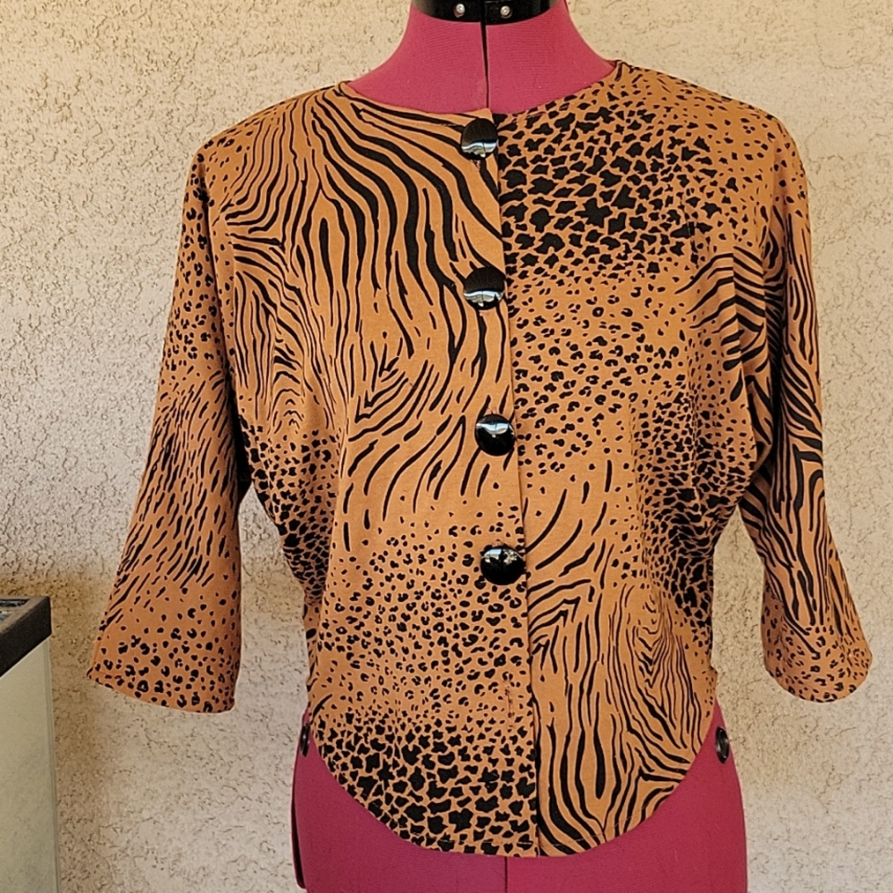 Vintage 80's Wild Animal Zebra Top Shirt sz L